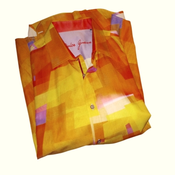 Dolce Guava Milano Italian Made Button Down Long Sleeve Abstract Shirt. SIZE L - Picture 2 of 5